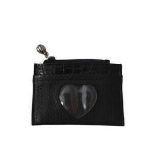 Brighton Black Pebbled Leather Change Coin Purse Wallet Zip Top 3 x 4"